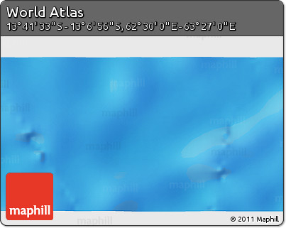 Physical 3D Map of the Area around 13° 24' 15" S, 62° 58' 30" E