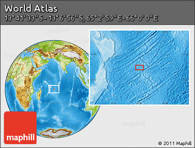 Physical Location Map of the Area around 13° 24' 15" S, 65° 31' 30" E