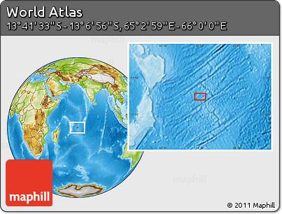 Physical Location Map of the Area around 13° 24' 15" S, 65° 31' 30" E