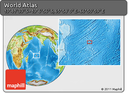 Physical Location Map of the Area around 13° 24' 15" S, 66° 22' 30" E