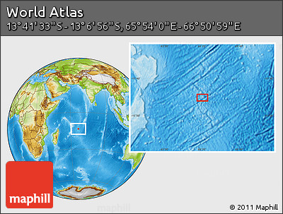 Physical Location Map of the Area around 13° 24' 15" S, 66° 22' 30" E