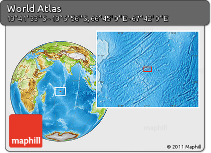 Physical Location Map of the Area around 13° 24' 15" S, 67° 13' 29" E