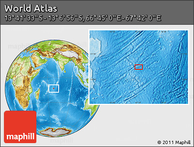 Physical Location Map of the Area around 13° 24' 15" S, 67° 13' 29" E