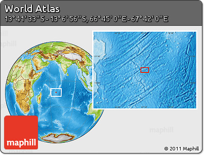 Physical Location Map of the Area around 13° 24' 15" S, 67° 13' 29" E