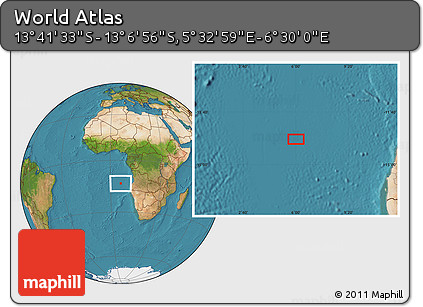 Satellite Location Map of the Area around 13° 24' 15" S, 6° 1' 30" E