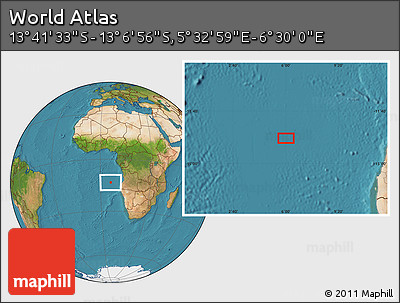 Satellite Location Map of the Area around 13° 24' 15" S, 6° 1' 30" E