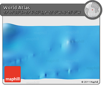 Physical 3D Map of the Area around 13° 24' 15" S, 6° 43' 29" W