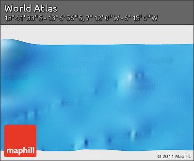Physical 3D Map of the Area around 13° 24' 15" S, 6° 43' 29" W