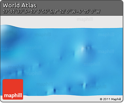 Physical 3D Map of the Area around 13° 24' 15" S, 6° 43' 29" W