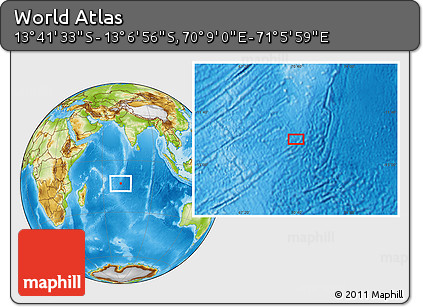 Physical Location Map of the Area around 13° 24' 15" S, 70° 37' 30" E