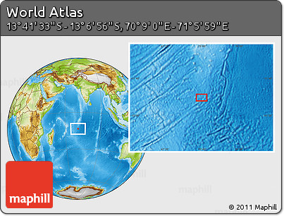 Physical Location Map of the Area around 13° 24' 15" S, 70° 37' 30" E