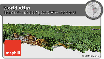 Satellite Panoramic Map of the Area around 13° 24' 15" S, 70° 28' 29" W
