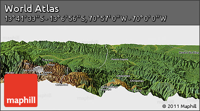 Satellite Panoramic Map of the Area around 13° 24' 15" S, 70° 28' 29" W