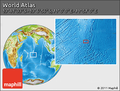 Physical Location Map of the Area around 13° 24' 15" S, 71° 28' 29" E