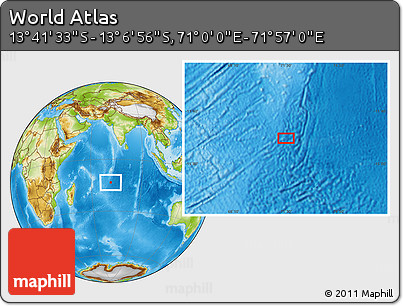 Physical Location Map of the Area around 13° 24' 15" S, 71° 28' 29" E