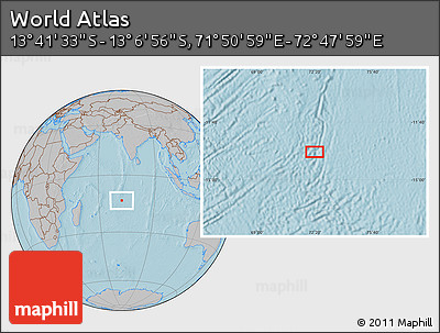 Gray Location Map of the Area around 13° 24' 15" S, 72° 19' 29" E, hill shading