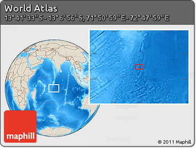 Shaded Relief Location Map of the Area around 13° 24' 15" S, 72° 19' 29" E