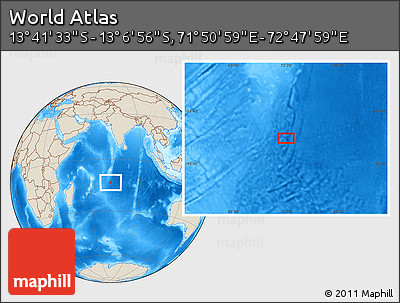 Shaded Relief Location Map of the Area around 13° 24' 15" S, 72° 19' 29" E