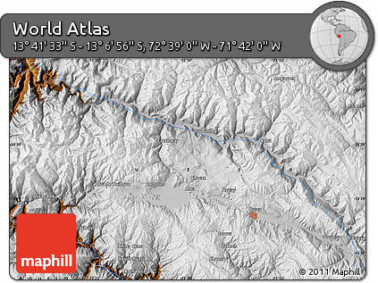 Physical Map of the Area around 13° 24' 15" S, 72° 10' 30" W