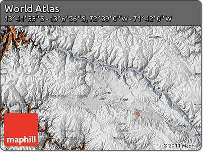 Physical Map of the Area around 13° 24' 15" S, 72° 10' 30" W