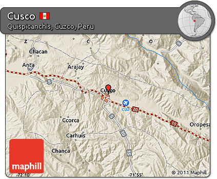 Shaded Relief Map of Cusco