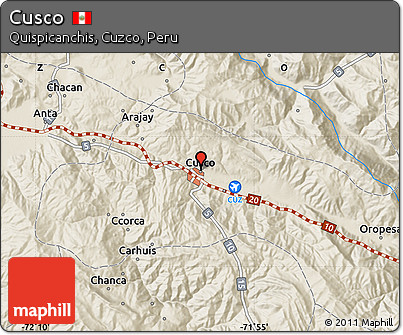 Shaded Relief Map of Cusco