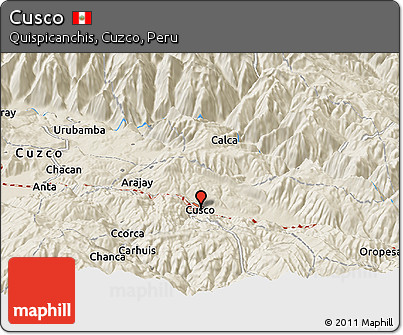 Shaded Relief Panoramic Map of Cusco