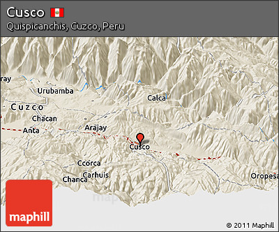 Shaded Relief Panoramic Map of Cusco