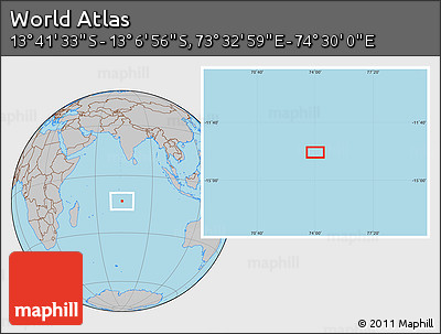 Gray Location Map of the Area around 13° 24' 15" S, 74° 1' 30" E