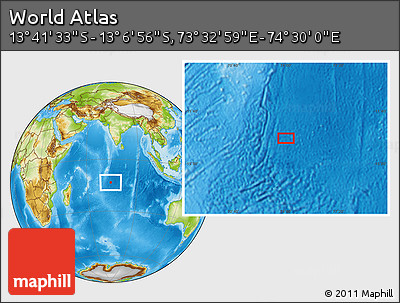 Physical Location Map of the Area around 13° 24' 15" S, 74° 1' 30" E