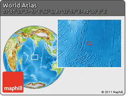 Physical Location Map of the Area around 13° 24' 15" S, 74° 1' 30" E
