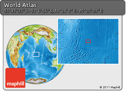 Physical Location Map of the Area around 13° 24' 15" S, 74° 52' 30" E