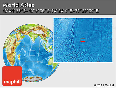 Physical Location Map of the Area around 13° 24' 15" S, 74° 52' 30" E