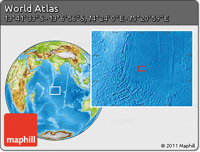 Physical Location Map of the Area around 13° 24' 15" S, 74° 52' 30" E