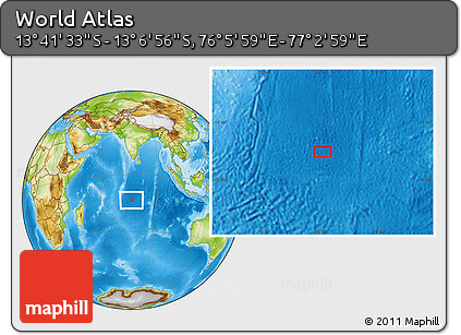 Physical Location Map of the Area around 13° 24' 15" S, 76° 34' 29" E