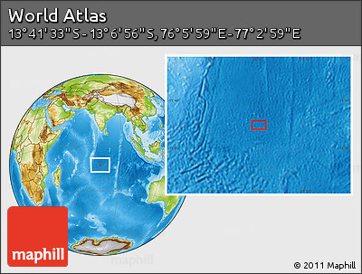 Physical Location Map of the Area around 13° 24' 15" S, 76° 34' 29" E