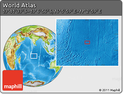 Physical Location Map of the Area around 13° 24' 15" S, 76° 34' 29" E