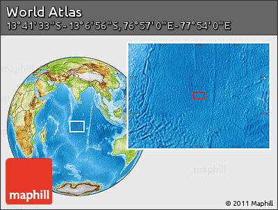 Physical Location Map of the Area around 13° 24' 15" S, 77° 25' 30" E