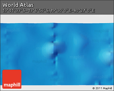 Physical 3D Map of the Area around 13° 24' 15" S, 79° 58' 29" E