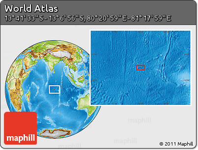 Physical Location Map of the Area around 13° 24' 15" S, 80° 49' 29" E