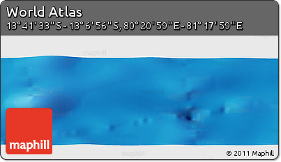Physical Panoramic Map of the Area around 13° 24' 15" S, 80° 49' 29" E