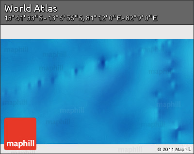 Physical 3D Map of the Area around 13° 24' 15" S, 81° 40' 30" E