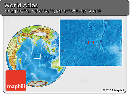 Physical Location Map of the Area around 13° 24' 15" S, 81° 40' 30" E