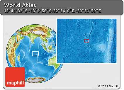 Physical Location Map of the Area around 13° 24' 15" S, 83° 22' 30" E
