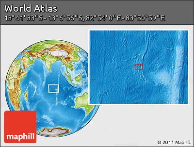 Physical Location Map of the Area around 13° 24' 15" S, 83° 22' 30" E