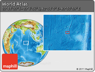 Physical Location Map of the Area around 13° 24' 15" S, 83° 22' 30" E