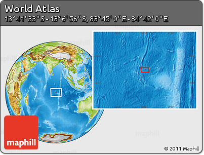 Physical Location Map of the Area around 13° 24' 15" S, 84° 13' 29" E