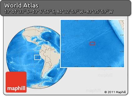 Shaded Relief Location Map of the Area around 13° 24' 15" S, 84° 4' 29" W