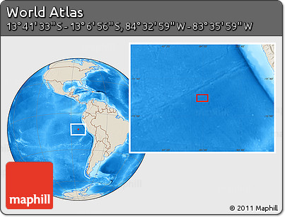 Shaded Relief Location Map of the Area around 13° 24' 15" S, 84° 4' 29" W
