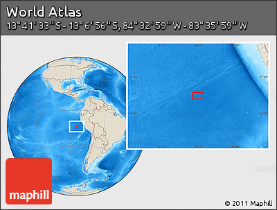 Shaded Relief Location Map of the Area around 13° 24' 15" S, 84° 4' 29" W